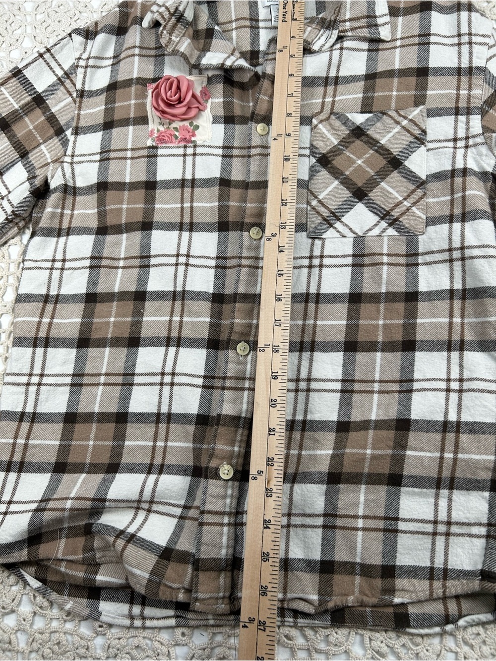 H&M Relaxed Fit Upcycled Flannel Shirt – Women’s Small | Handmade Floral Patchwo - Picture 5 of 13